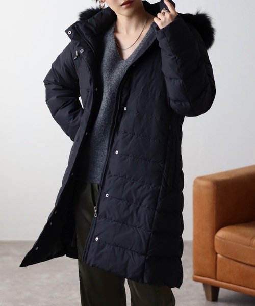 「&HALF」 「noa-ge」ダウンコート LL ダークグリーン レディース_画像6