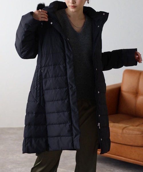 「&HALF」 「noa-ge」ダウンコート LL ダークグリーン レディース_画像7