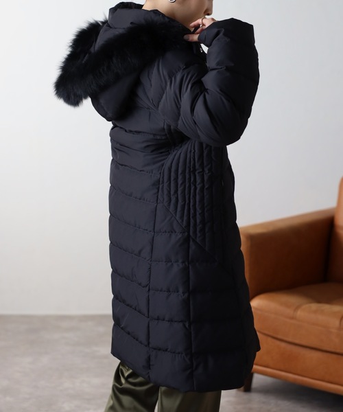 「&HALF」 「noa-ge」ダウンコート LL ダークグリーン レディース_画像9