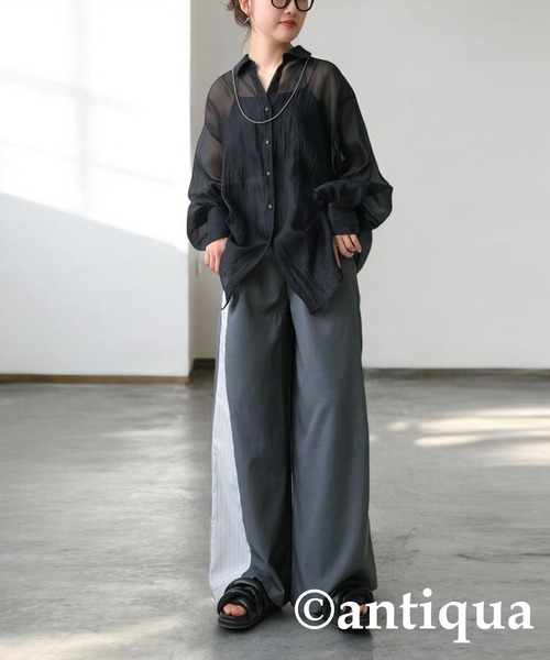 「antiqua」 イージーパンツ MEDIUM グレー レディース_画像5