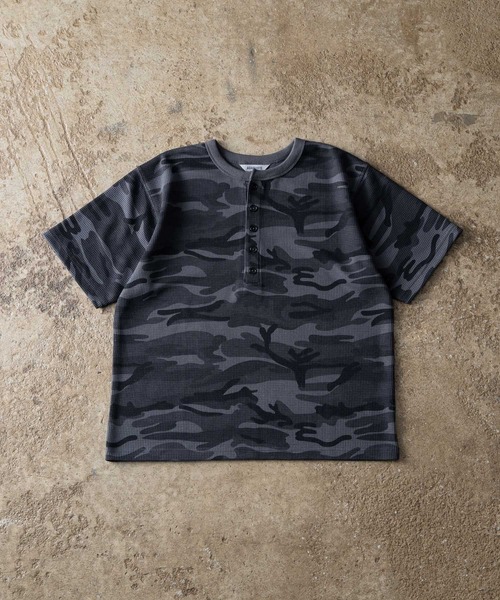 ADAMASTE ヘンリーネック tシャツ Camouflage Thermal Henry Neck T