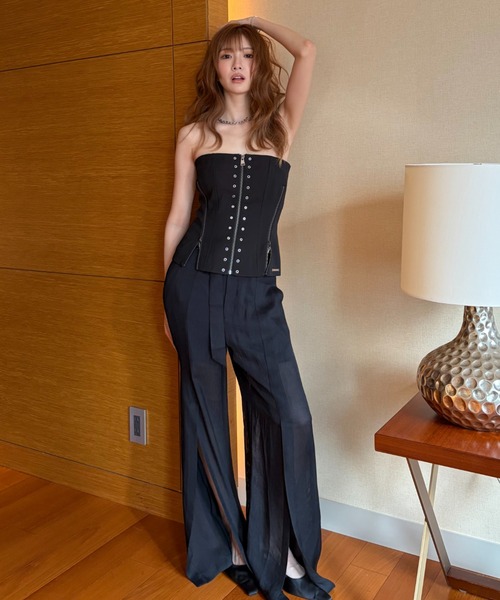 新品タグ付き　JOSE MOONサテンショートパンツ　 ブラック JOSE MOON（ジョゼムーン） パンツ SHEER CUTTING PANTS/シアー