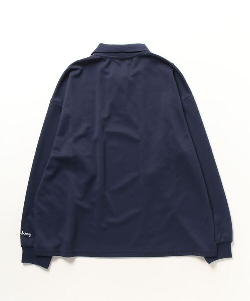 「Subciety」 長袖ポロシャツ LARGE ネイビー メンズ_画像6