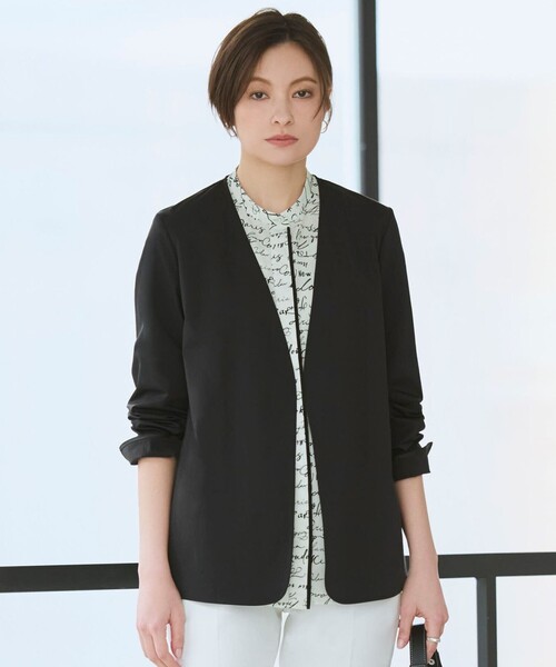 アイシービー　iCB ノーカラージャケット　【XL】　黒　長袖　大きいサイズ ICB（アイシービー） ジャケット ノーカラージャケット 「30th