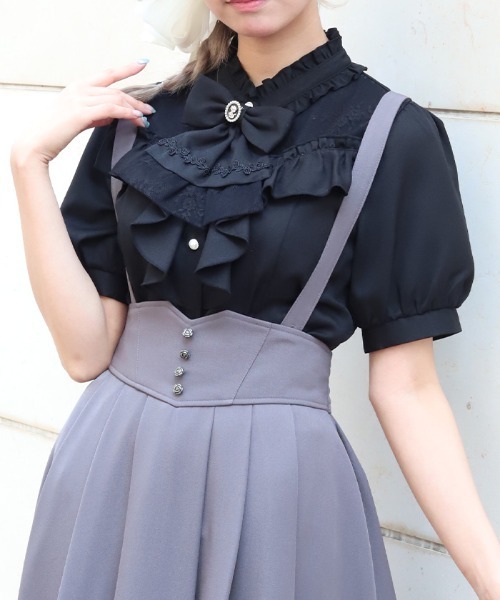 axes femme（アクシーズ ファム） ブラウス シャツ リボン×ジャボ 