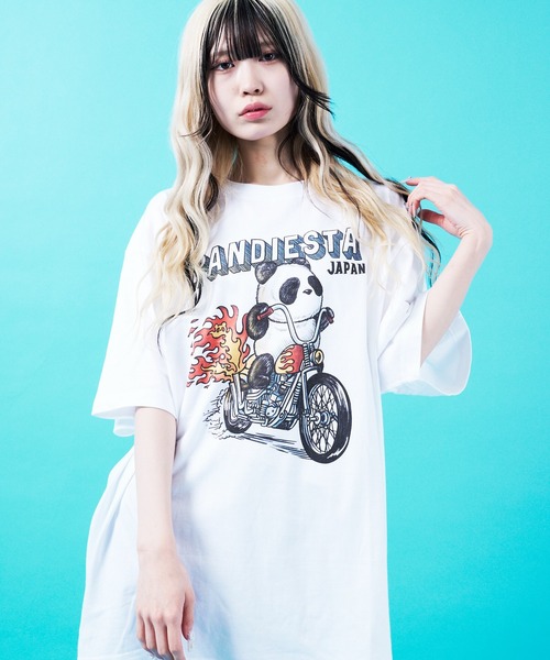 「PANDIESTA」 半袖Tシャツ L ライトグレー メンズ_画像3