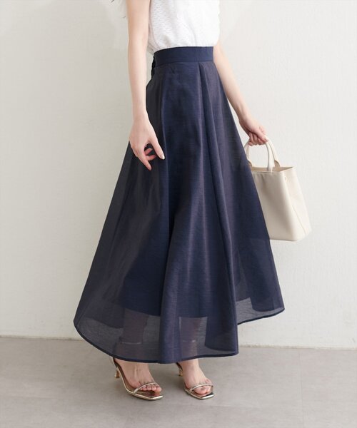 【アンコキーヌ】　Sサイズ チュールフレアースカート ネイビー natural couture スカート シアーフレアスカート : ZOZOTOWN Yahoo!店