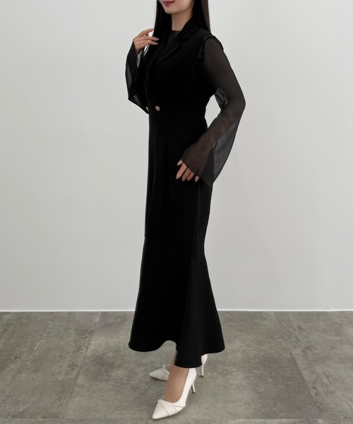 「CENEA」 ノースリーブワンピース X-LARGE モカ レディース_画像6