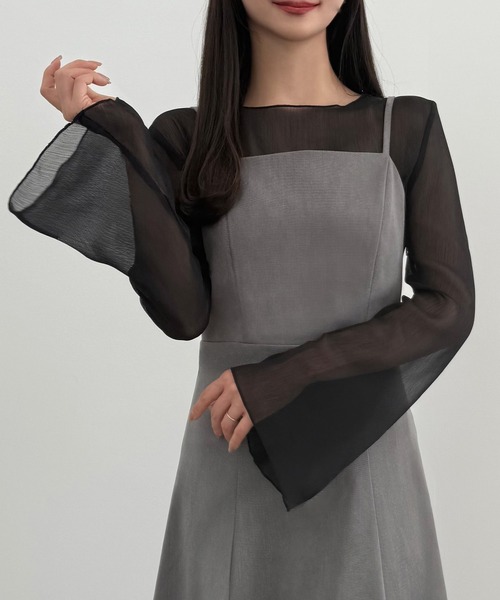 「CENEA」 ノースリーブワンピース X-LARGE モカ レディース_画像8