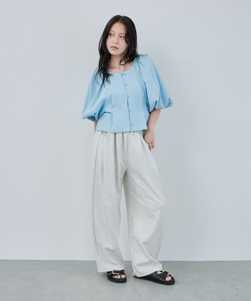 JEANASIS【接触冷感】5ポケットスウェットコクーンパンツ　ライトブルー JEANASIS（ジーナシス） uvカット ワイドパンツ スウェットパンツ