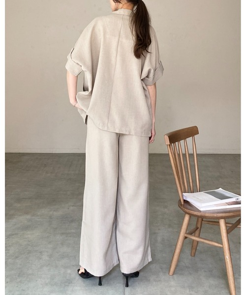 She's Closet セットアップ リネンタッチ半袖ダブルテーラード
