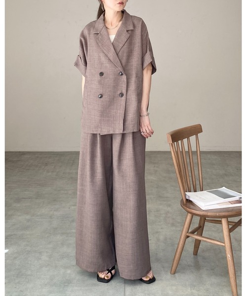 She's Closet セットアップ リネンタッチ半袖ダブルテーラード