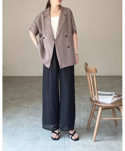 She's Closet セットアップ リネンタッチ半袖ダブルテーラード