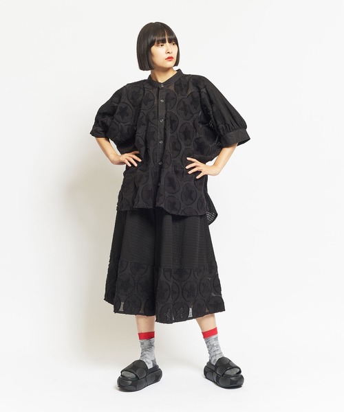 「gomme」 半袖ブラウス MEDIUM ブラック レディース_画像2