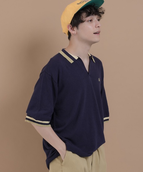 「MUHET」 半袖ニット MEDIUM ネイビー レディース_画像5