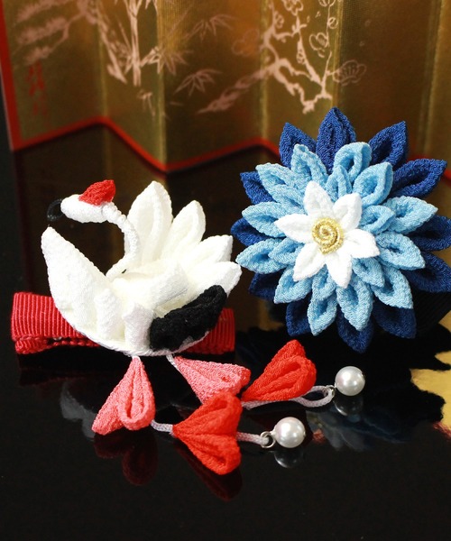 SweetMommy（スウィートマミー） つまみ細工「鶴・段菊」ヘア
