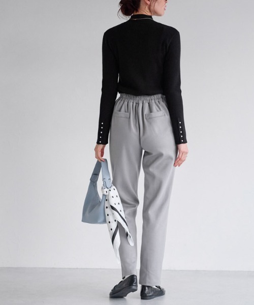 OUR 裏起毛ピンタックテーパードパンツ Pierrot（ピエロ） パンツ 「保湿」「起毛」カット起毛ピンタック