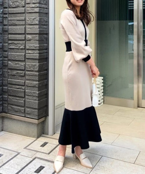 rienda 2WAYワンピース セール】2WAYジップタイトニットワンピース 夏服 サマーニット