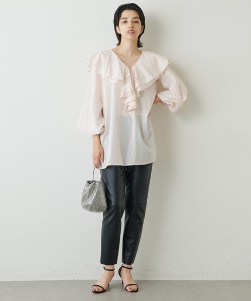 Whim Gazette シャツ ブラウス ネックフリルブラウス : ZOZOTOWN