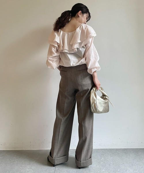 Whim Gazette シャツ ブラウス ネックフリルブラウス : ZOZOTOWN