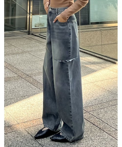 RANCLIC ジーンズ デニム デニムパンツ サイドスリットデニム