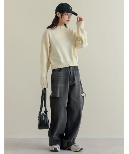 ジーンズ デニム デニムパンツ 「販売枚数3万枚突破」「お気に入り登録数3.7万」「低身長/高身長サイズ有」サイドスリットワイドストレートコットンデニ | Re:EDIT | 20