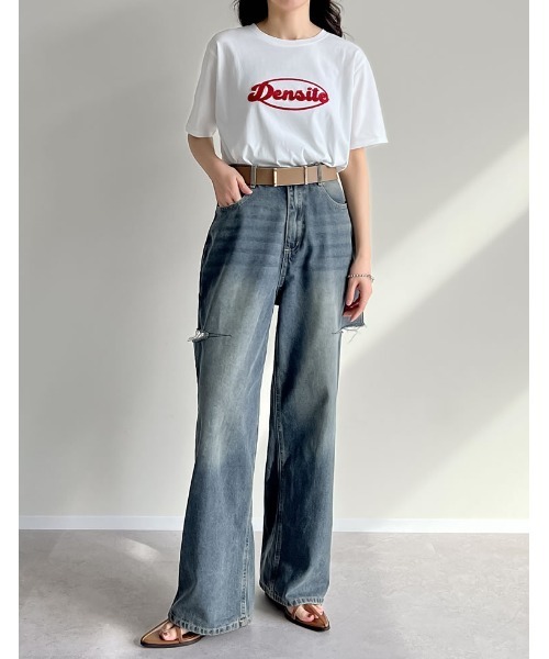 DIESEL ．スリットデニムワイドパンツ　．サイズ：26(M) リエディ Re:EDIT [低身長/高身長サイズ有]サイドスリットワイド