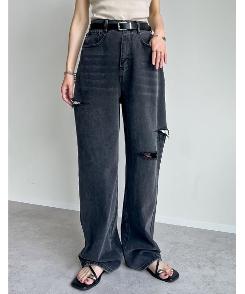 ジーンズ デニム デニムパンツ 「販売枚数3万枚突破」「お気に入り登録数3.7万」「低身長/高身長サイズ有」サイドスリットワイドストレートコットンデニ | Re:EDIT | 11