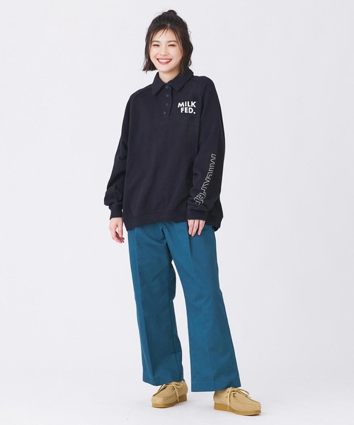 スウェット ミルクフェド MILKFED HALF BUTTON SWEAT SHIRT レディース メンズ トレーナー ブラック 黒 白 ホワイト MILKFED. スウェット ミルクフェド MILKFED HALF BUTTON SWEAT