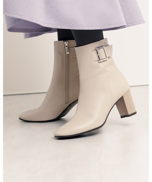 HIMIKO ブーツ 「Made in Japan」「撥水」ベルトバックルヒールブーツ