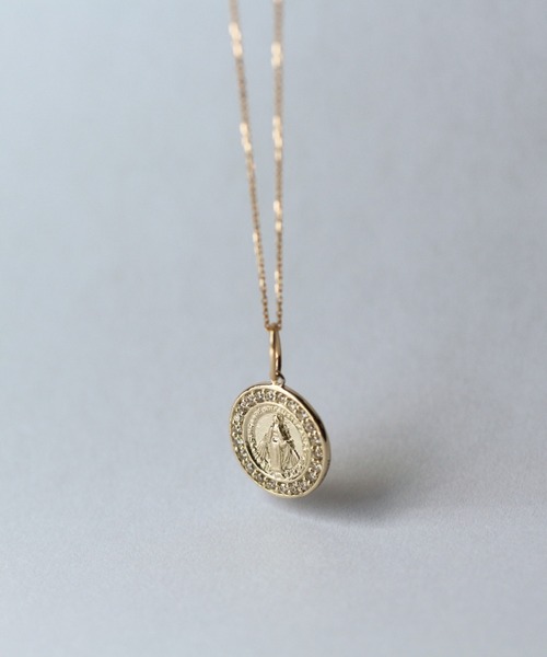 ネックレス ダイヤモンド 0.11ct コイン ネックレス | K10YG レディース メンズの画像