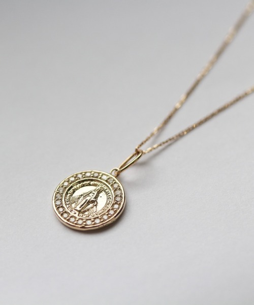 ネックレス ダイヤモンド 0.11ct コイン ネックレス | K10YG レディース メンズの画像