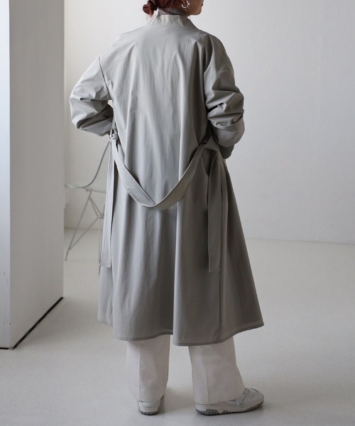 ＆HALF ノーカラーコート コート ナイロントッパーコート