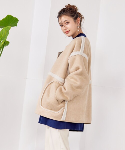 125 Diagram 上質 軽量 ムートンファー 2WAY ショート ブルゾン 125 Diagram 上質 軽量 ムートンファー 2WAY ショート ブルゾン