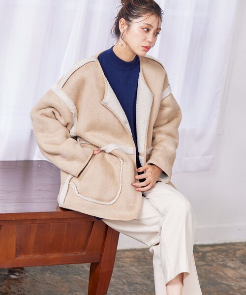 125 Diagram 上質 軽量 ムートンファー 2WAY ショート ブルゾン 125 Diagram 上質 軽量 ムートンファー 2WAY ショート ブルゾン