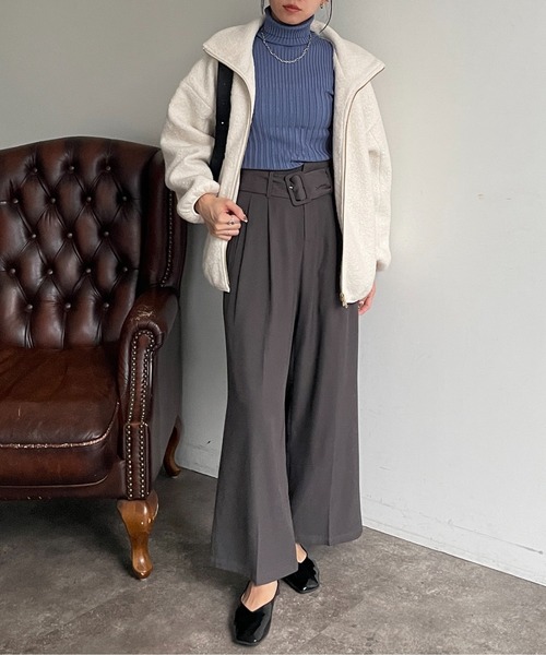 Thevon ニット セーター 裏リブタートルニットプルオーバー