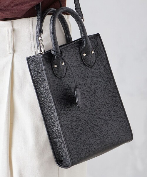 ships 黒　金具シルバー　バッグ　ミニパース付き SHIPS ショルダーバッグ バッグ 2WAY ミニ ショルダー