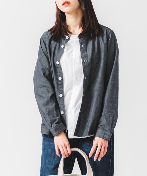 ブラウス シャツ オーガニッククラフトワッシャーシャツジャケット レディース quadro ブラウス シャツ オーガニッククラフトワッシャーシャツ