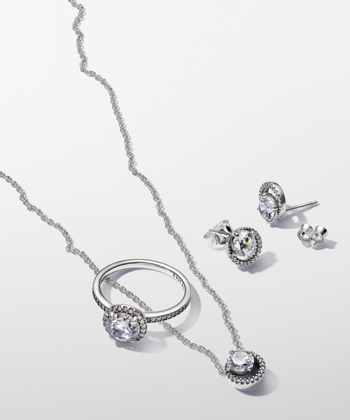 ★美品★ パンドラ　14k スパークリング　ネックレス　Halo PANDORA ネックレス スパークリング ラウンド ハロー ペンダント