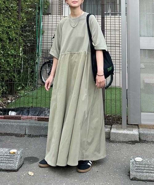 ワンピース 「CORNERS by KR」半袖スウェットドッキングワンピースの画像