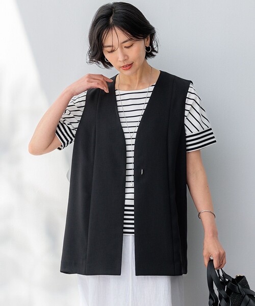 ベスト ジレ 「撥水加工/UVカット」キューティクルストレッチツイル ジレ レディース
