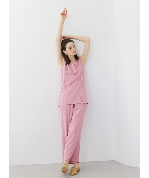 パンツ スラックス サテンギャザーリラックスパンツ レディース  