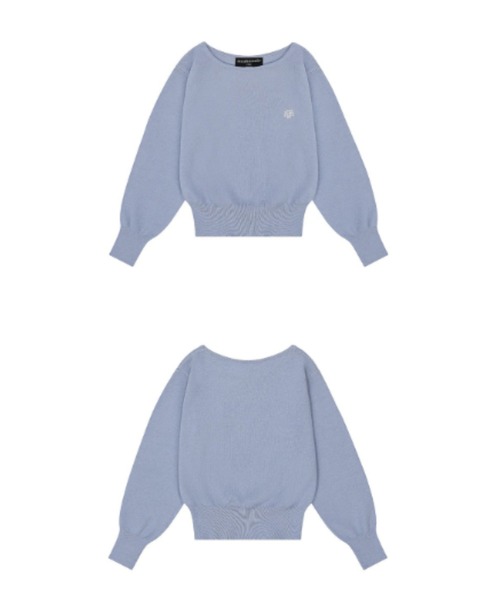 ニット セーター A'GEM/9 × .kom 「muah muah/ムーアムーア」 STITCH LOGO SOFT BOATNECK KNIT/ス ニット セーター A'GEM/9 × .kom 「muah muah/ムーアムーア