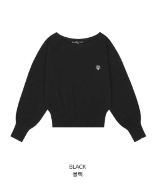 ニット セーター A'GEM/9 × .kom 「muah muah/ムーアムーア」 STITCH LOGO SOFT BOATNECK KNIT/ス ニット セーター A'GEM/9 × .kom 「muah muah/ムーアムーア