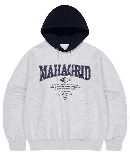 パーカー 「mahagrid/マハグリッド」 BASIC COLOR BLOCK HOODIE/ベーシックカラー ブロック プルオーバーパーカー レデ