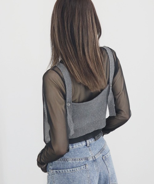 【残りわずか】 キャミソール Reurie' ZIP付ニットビスチェ／ bustier knit zip トップス