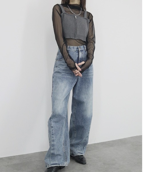 Reurie' キャミソール ZIP付ニットビスチェ／ zip knit bustier
