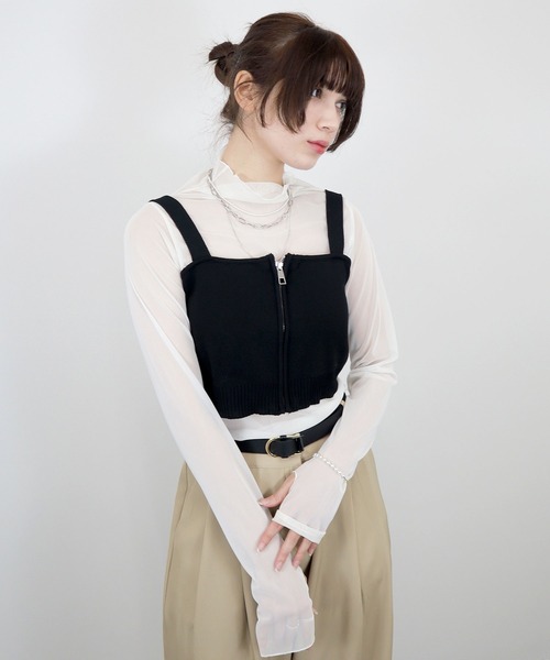 Reurie' キャミソール ZIP付ニットビスチェ／ zip knit bustier