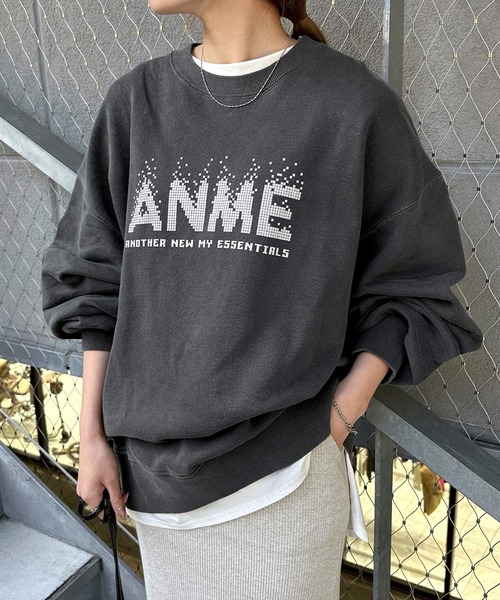 ANME トレーナー スウェット ANMEピクセルロゴプリント裏毛スウェット