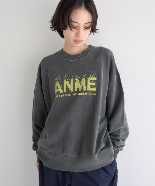 ANME トレーナー スウェット ANMEピクセルロゴプリント裏毛スウェット